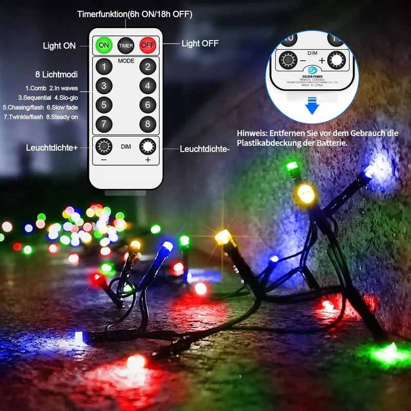 LYNNON LED Lichtketting Batterij Kleurrijk 2 Stuks 100 LED Buiten — foto 3