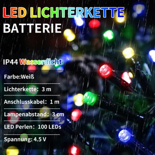LYNNON LED Lichtketting Batterij Kleurrijk 2 Stuks 100 LED Buiten — miniatuur 2