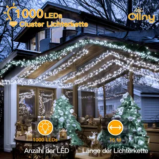 OLLNY Lichtsnoer Buiten Kerst IP44 1000 LED 15M — miniatuur 2
