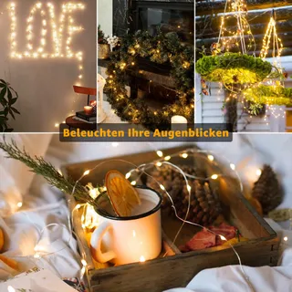 OLLNY Koperdraad Lichtsnoer Batterij Waterdicht 5M 50 LED 2 Stuks — miniatuur 8