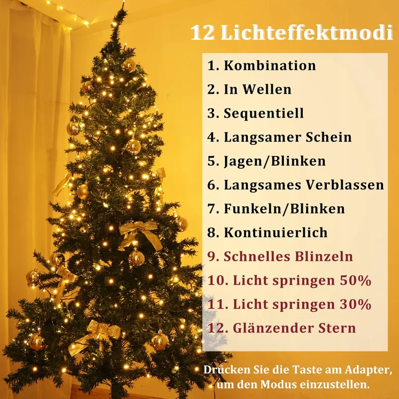 YOSION LED Kerstverlichting Timer 12 Modi 300LED 33M — foto 2