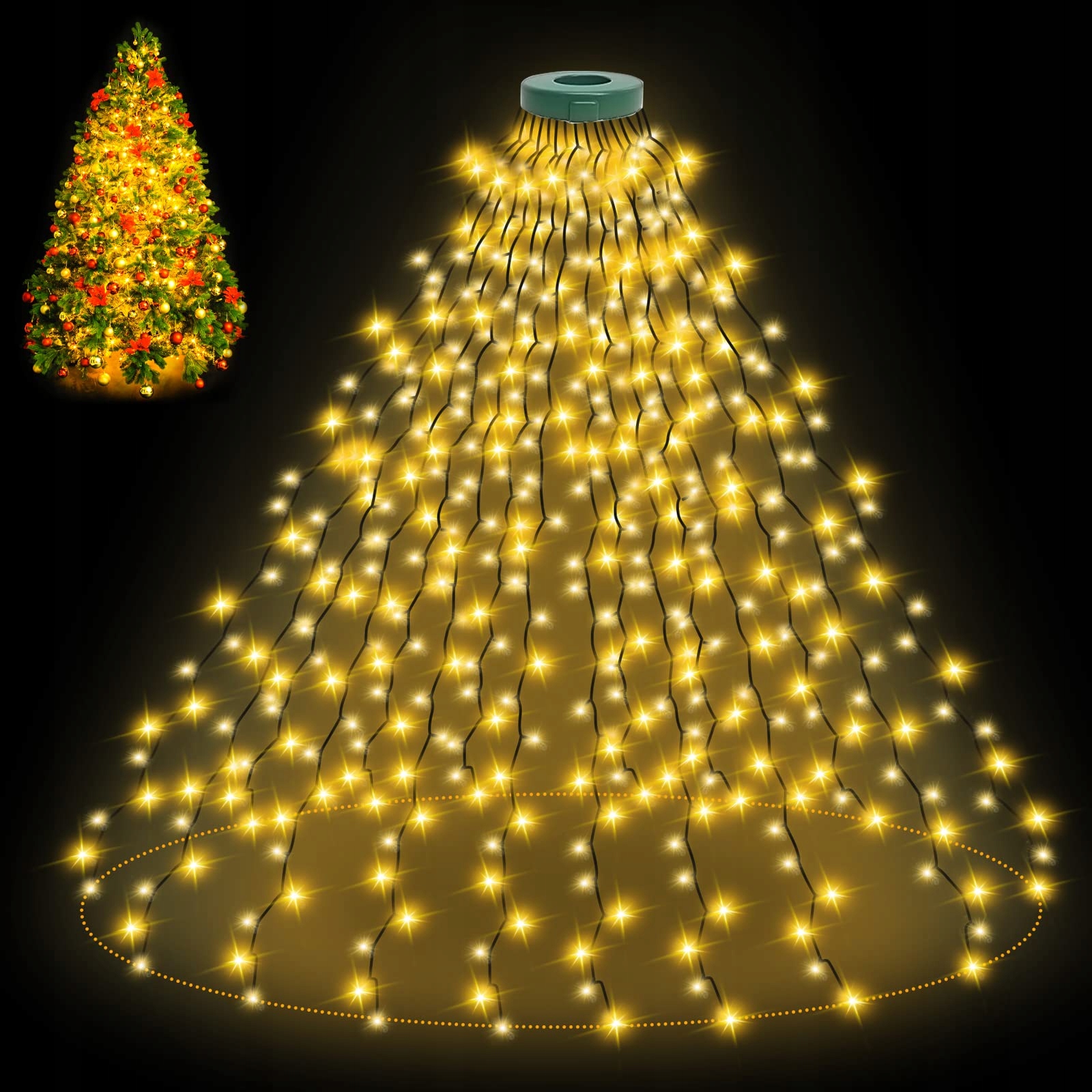 BOLWEO Kerstboom Lichtketting Warm Wit 2M 400 LED