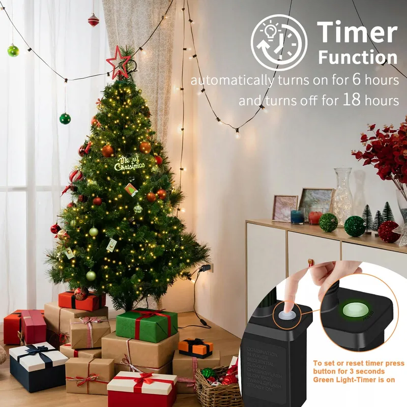 BOLWEO Kerstboom Lichtketting Warm Wit 2M 400 LED — foto 6