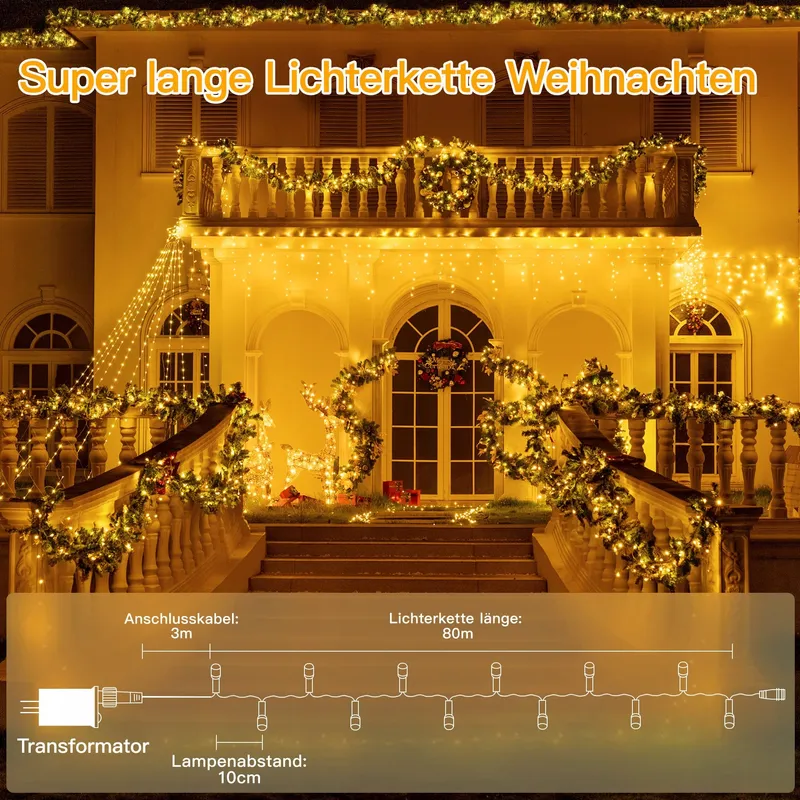 OLLNY Kerstverlichting Buiten Afstandsbediening 80M 800 LED — foto 3