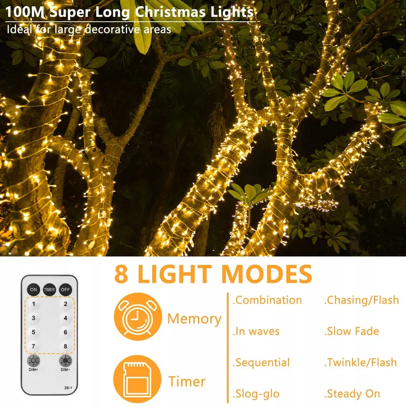 YAGOPAL Kerstverlichting Buiten 100M 800 LED Warmwit — foto 2