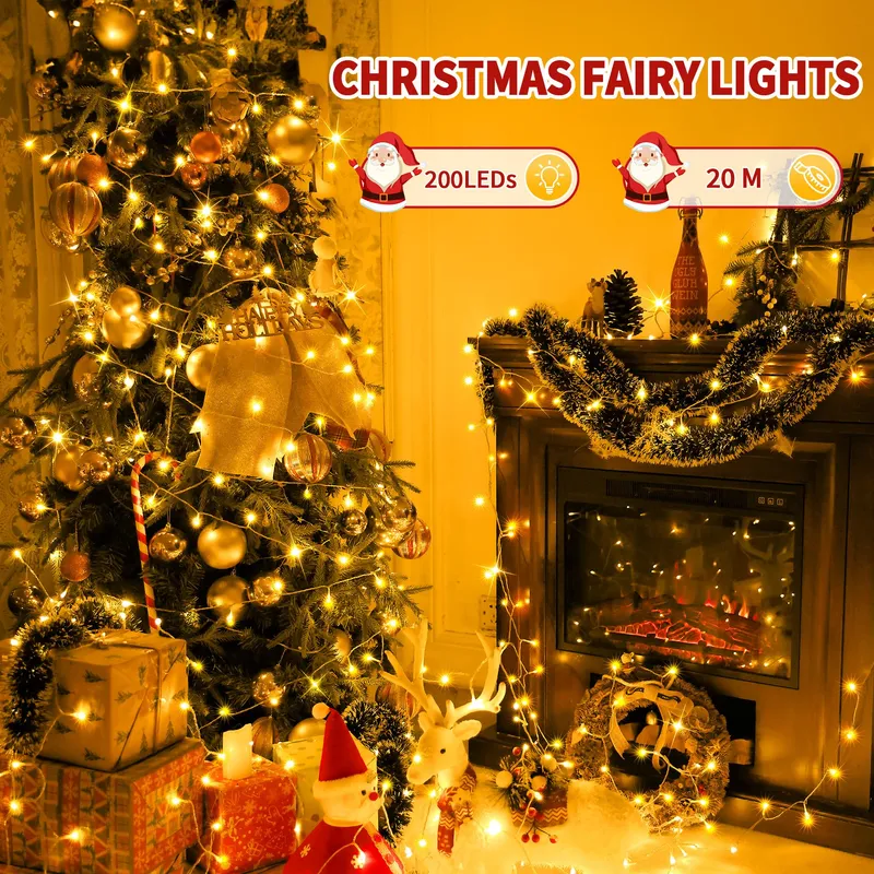 AURIOSTAR Kerstverlichting Lichtsnoer Buiten 20M 200 LED IP44 — foto 2