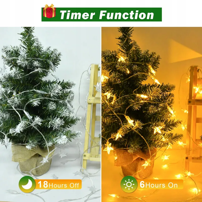 CSHARE LED Sterrenlichtsnoer Batterij 6M 40LED Kerst — foto 3
