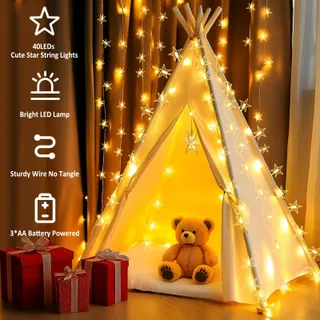ISISYU Sterrenlichtketting Kerst Op Batterijen Waterdicht 40 LED 6M — miniatuur 2