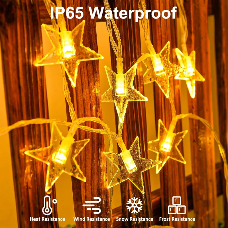 ISISYU Sterrenlichtketting Kerst Op Batterijen Waterdicht 40 LED 6M — foto 4