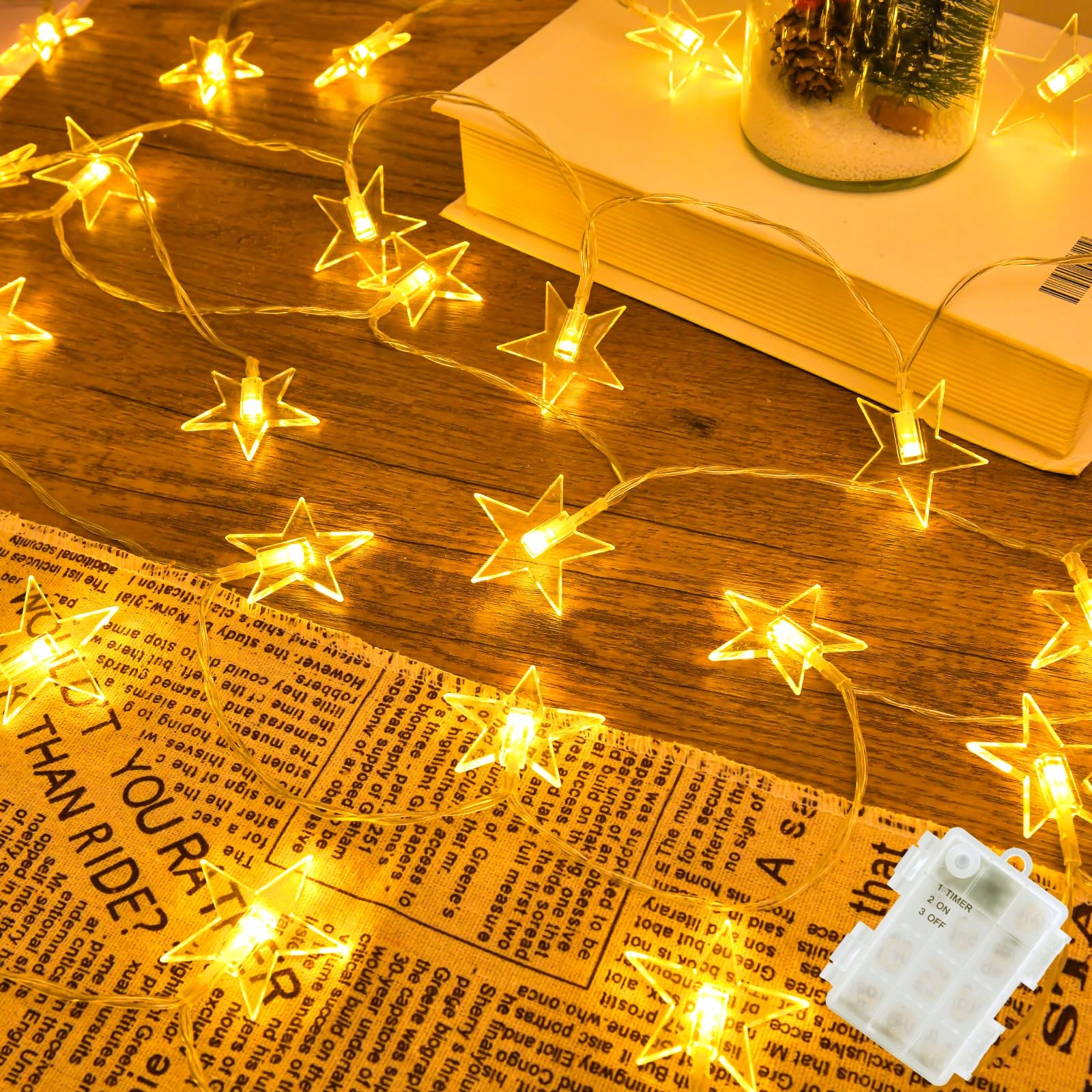 ISISYU Sterrenlichtketting Kerst Op Batterijen Waterdicht 40 LED 6M