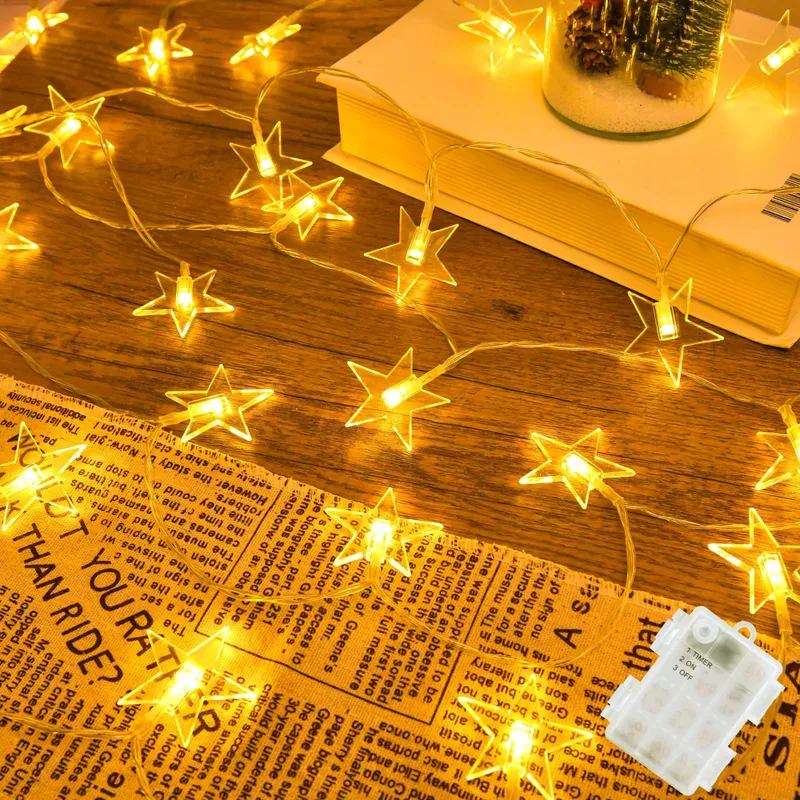 ISISYU Sterrenlichtketting Kerst Op Batterijen Waterdicht 40 LED 6M — foto 1