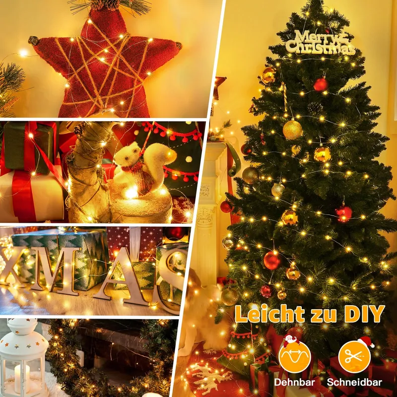 OLLNY LED Lichtketting Koperdraad 2 Stuks 10M 100 LED Kerst — foto 3