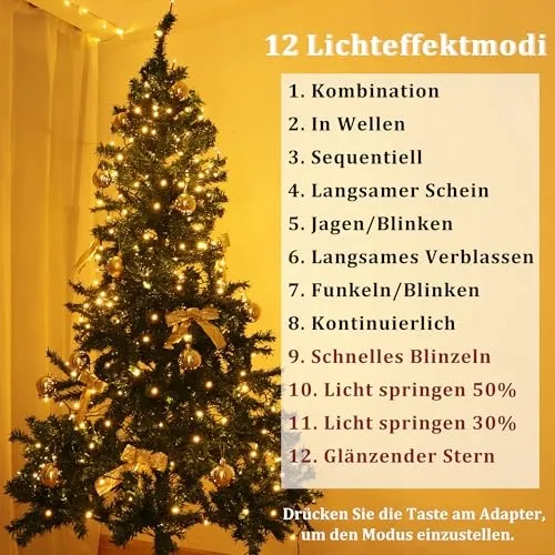 YOSION Kerstverlichting Kerstboom 12 Modi Timer 200 LED — foto 2