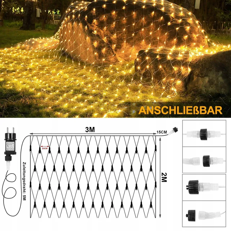 JOYCOME Verlichtingsnet Buiten 3x2m 200 LED 8 Standen — foto 3