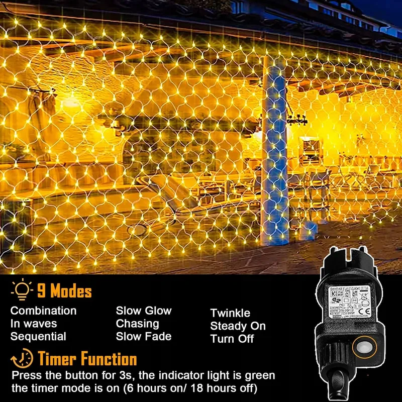 JOYCOME Verlichtingsnet Buiten 3x2m 200 LED 8 Standen — foto 4