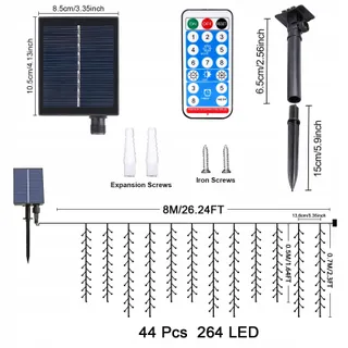 MICACORN Solar Lichtgordijn Buiten 8M 264 LED — miniatuur 6