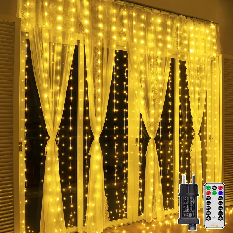 OLLNY Lichtgordijn Buiten 3x3m 300 LED 8 Modi Timer Dimbaar — foto 1