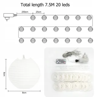 BIGZOM LED Lampionnen Lichtsnoer Waterdicht 5M 20LED — miniatuur 4