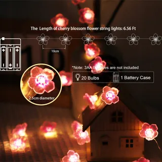 A.BIGWHALE LED Bloemenlichtsnoer Batterij 20 LED 2M — miniatuur 2