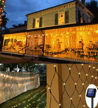 TIYUPA Solar Lichtnet 3x2m 200 LED 8 Modi Weerbestendig — miniatuur 1