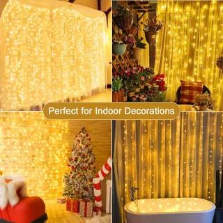 JOYCOME Lichtgordijn Decoratief Waterdicht 3x3m 300LED — miniatuur 3