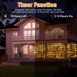 JOYCOME Lichtgordijn Decoratief Waterdicht 3x3m 300LED — miniatuur 7