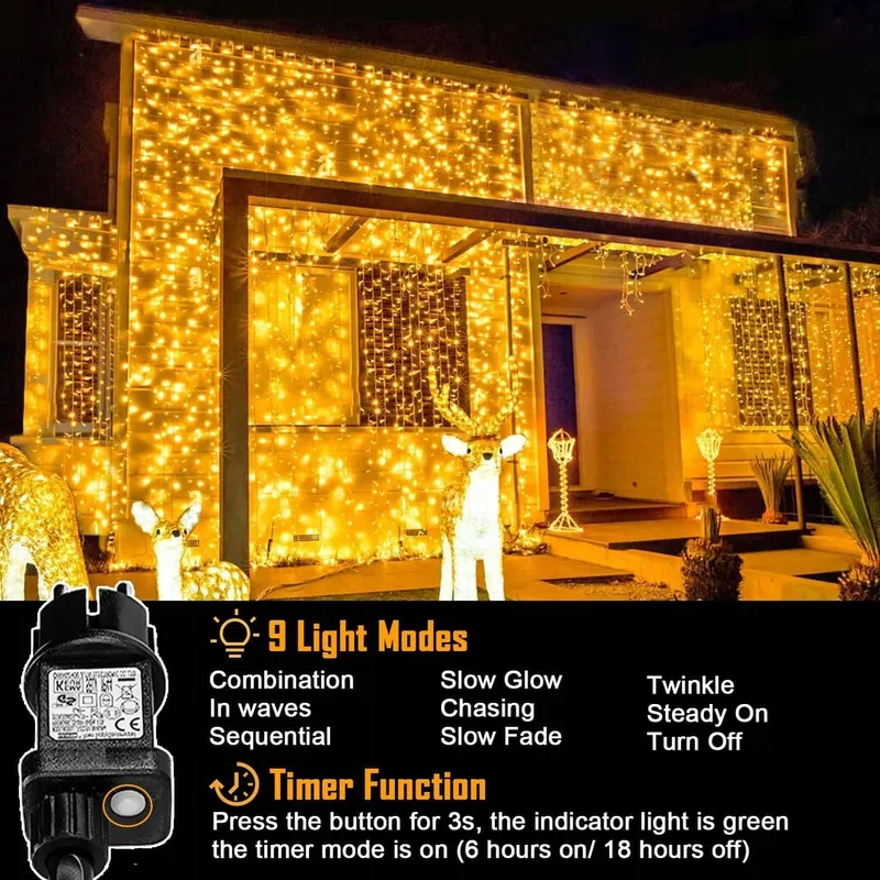 JOYCOME Lichtgordijn Decoratief Waterdicht 3x3m 300LED — foto 6