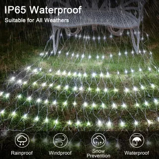 WOSKJXAS Solar LED Lichtnet Buiten 192 LED 2x3M — miniatuur 2