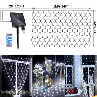 WOSKJXAS Solar LED Lichtnet Buiten 192 LED 2x3M — miniatuur 6