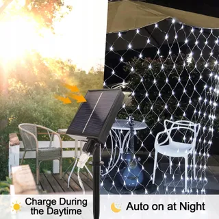 WOSKJXAS Solar LED Lichtnet Buiten 192 LED 2x3M — miniatuur 3