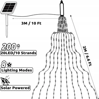 JOYCOME Solar LED Lichtsnoer Decoratief 2M 200LED — miniatuur 3