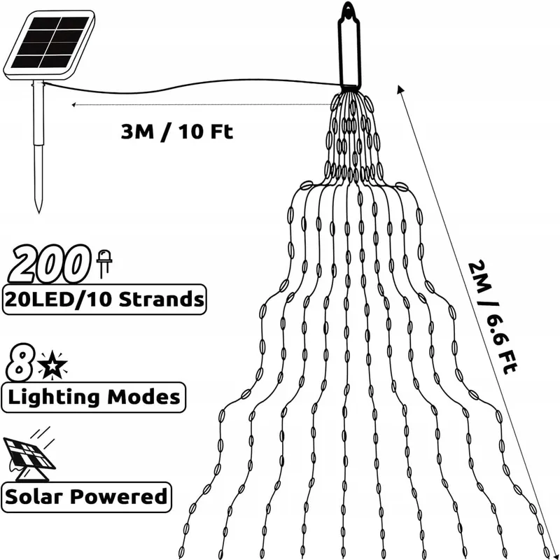 JOYCOME Solar LED Lichtsnoer Decoratief 2M 200LED — foto 3