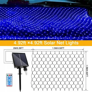 GHONLZIN Solar Verlichtingsnet Waterdicht met Afstandsbediening 1,5x1,5m — miniatuur 2