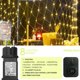 LIYADE LED Lichtnet Decoratief Waterdicht 3x2m 200 LED — miniatuur 5