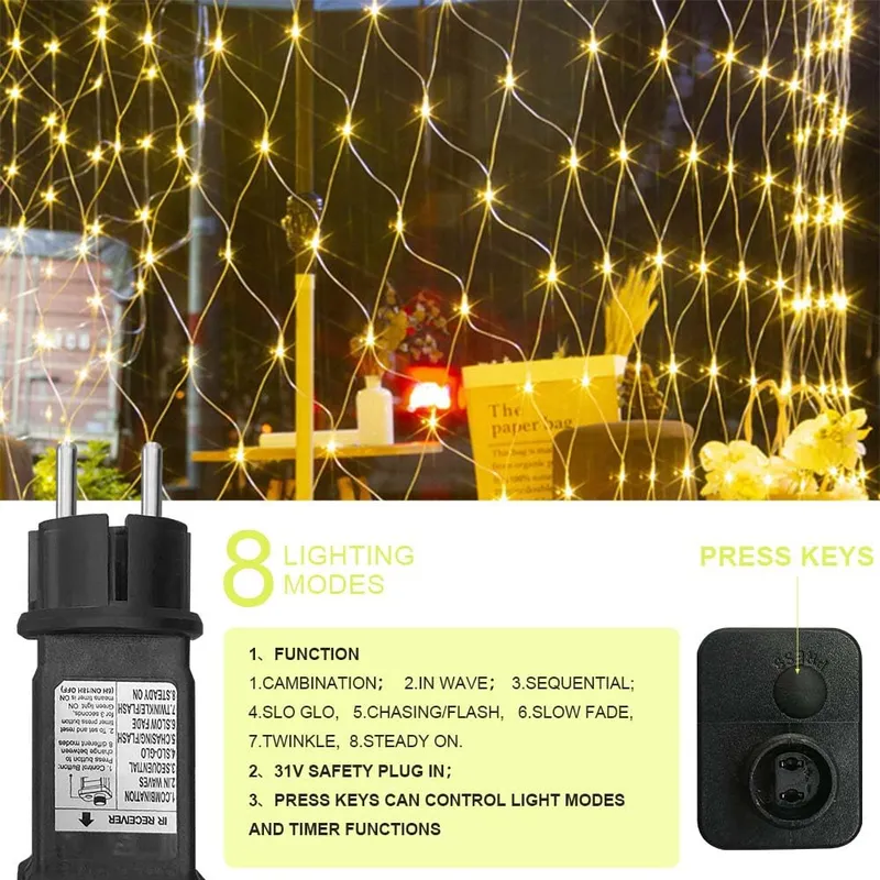 LIYADE LED Lichtnet Decoratief Waterdicht 3x2m 200 LED — foto 5