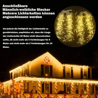 MEISION Lichtgordijn Buiten 10m 400 LED Waterdicht Kerst — miniatuur 5