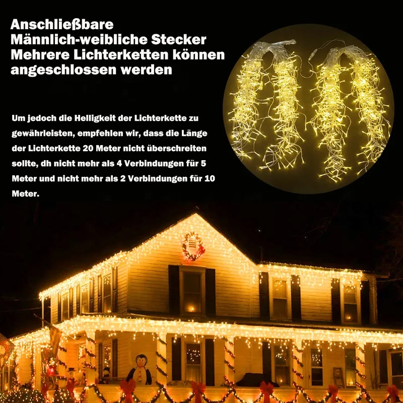 MEISION Lichtgordijn Buiten 10m 400 LED Waterdicht Kerst — foto 5