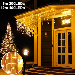 MEISION Lichtgordijn Buiten 10m 400 LED Waterdicht Kerst — miniatuur 6