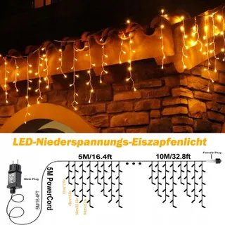 MEISION Lichtgordijn Buiten 10m 400 LED Waterdicht Kerst — miniatuur 2