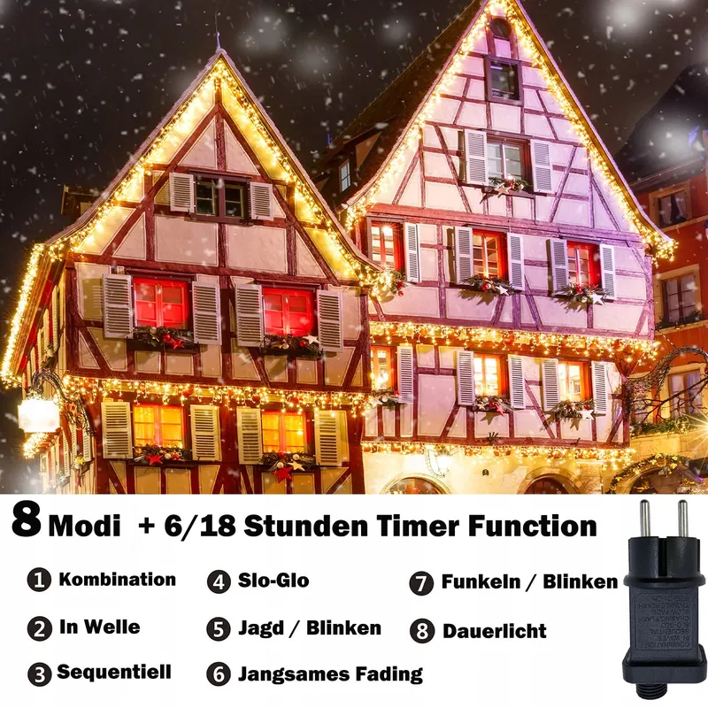 MEISION Lichtgordijn Buiten 10m 400 LED Waterdicht Kerst — foto 3