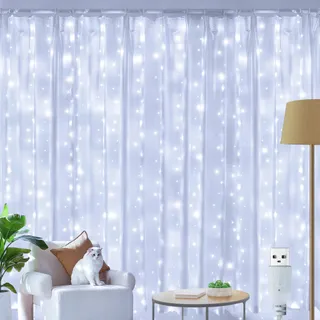 OLLNY LED Lichtgordijn Waterdicht Wit 3x3m 300 LED — miniatuur 4