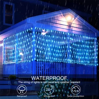 JIMACRO Solar Lichtnet 2x3m 192 LED 8 Modi Waterdicht — miniatuur 4