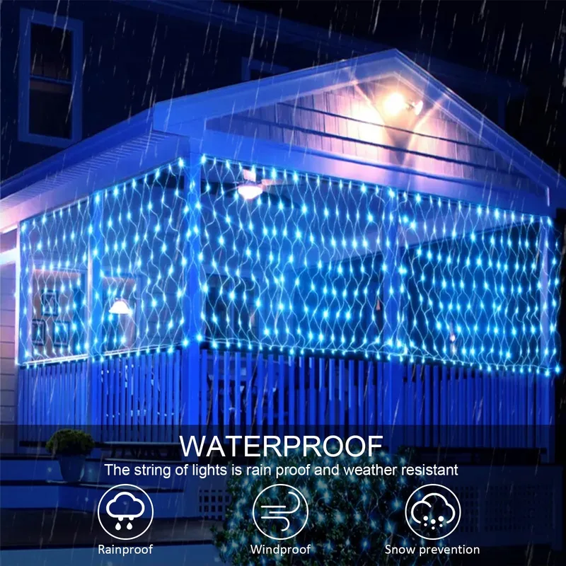 JIMACRO Solar Lichtnet 2x3m 192 LED 8 Modi Waterdicht — foto 4