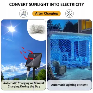 JIMACRO Solar Lichtnet 2x3m 192 LED 8 Modi Waterdicht — miniatuur 2