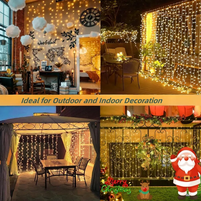 JONURPHY LED Lichtgordijn Waterdicht 3x3M 300 LED — foto 2