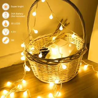 A.BIGWHALE Lichtsnoer Bollen 30 LED Warmwit Waterdicht — miniatuur 2