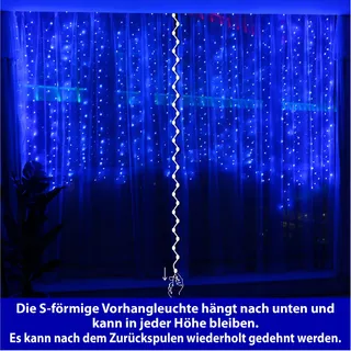 HXWEIYE LED Lichtgordijn 300LED 3x3m USB 8 Modi — miniatuur 1