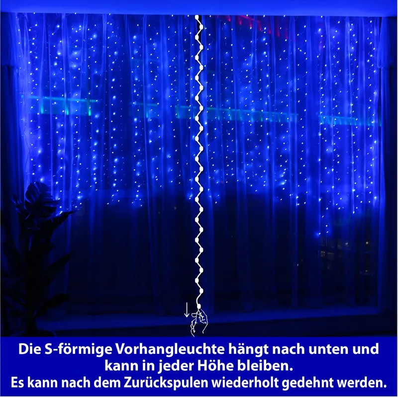 HXWEIYE LED Lichtgordijn 300LED 3x3m USB 8 Modi — foto 1