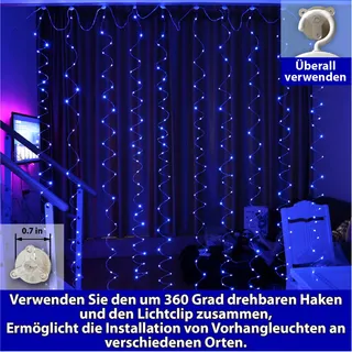 HXWEIYE LED Lichtgordijn 300LED 3x3m USB 8 Modi — miniatuur 4