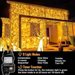 JOYCOME LED Lichtgordijn Waterdicht 6x3m 600 LED 8 Modi — miniatuur 5